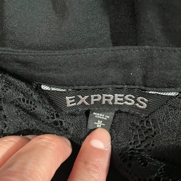 LADIES EXPRESS ELITE STRETCH BLACK AND LACE BLOUSE MEDIUM - Picture 10 of 11